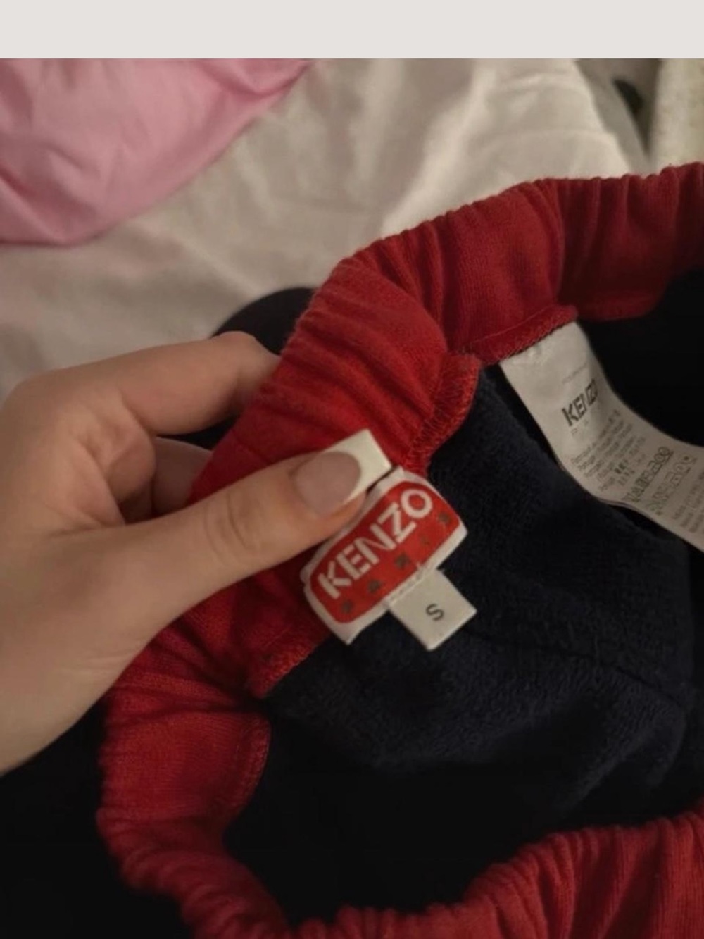KENZO Navy Track Joggers with Yellow Pocket and Red Trim - Picture 4 of 4